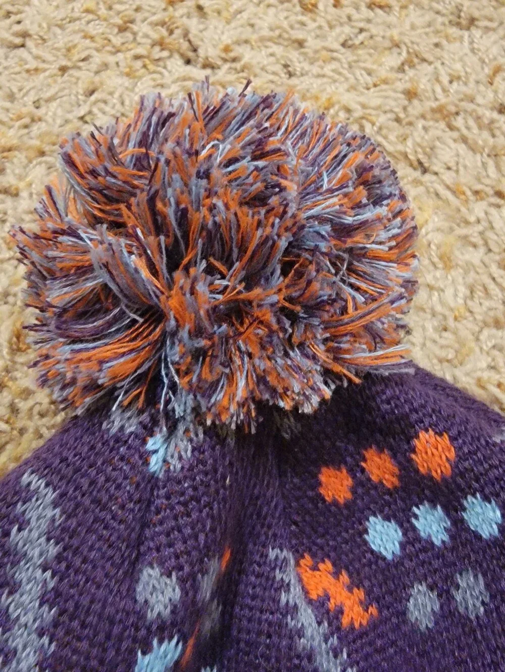 Patagonia Youth/Kids Purple Patterned Winter Beanie with Pom Pom!